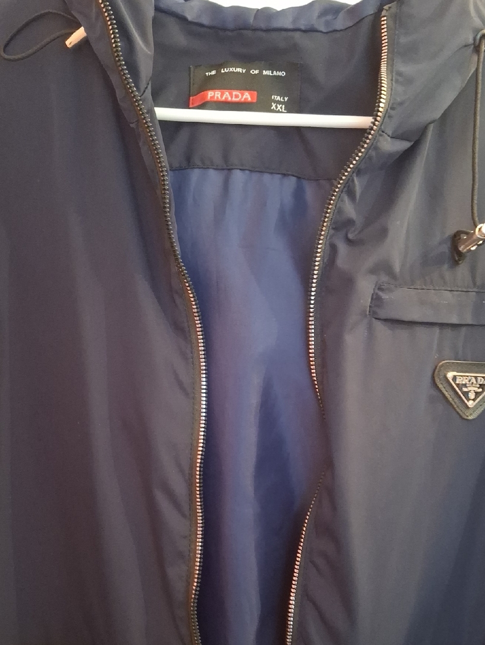 Prada Navy Hooded Windbreaker Jacket
